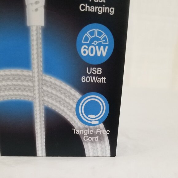 Brookstone 60 Watt Cable Type C to Type C 6 Ft White 1.8 Meters Brand New - Picture 7 of 16